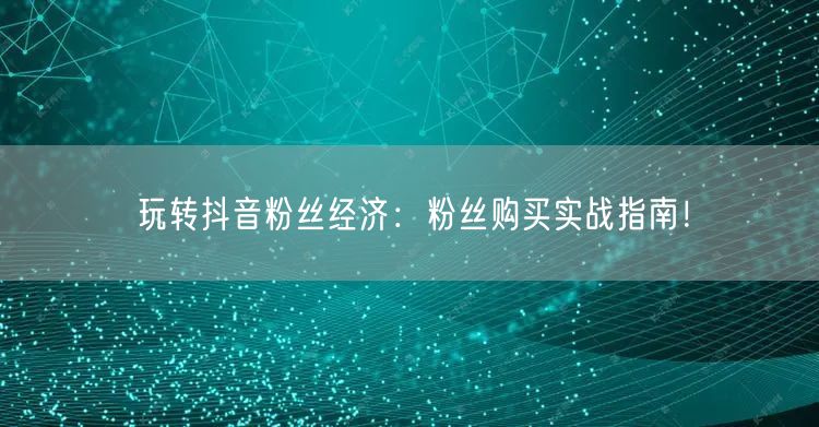 玩转抖音粉丝经济：粉丝购买实战指南！