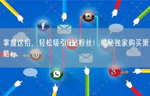 掌握这招，轻松吸引B站粉丝！揭秘独家购买策略！