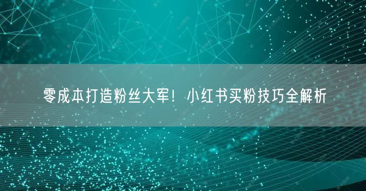 零成本打造粉丝大军！小红书买粉技巧全解析