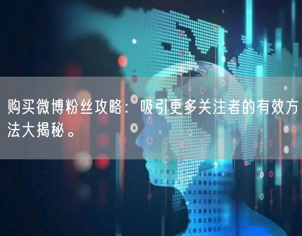 购买微博粉丝攻略：吸引更多关注者的有效方法大揭秘。