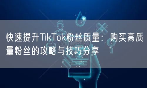 快速提升TikTok粉丝质量：购买高质量粉丝的攻略与技巧分享