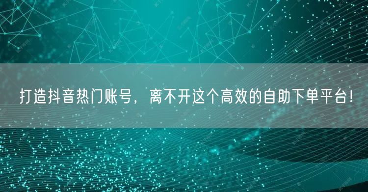 打造抖音热门账号，离不开这个高效的自助下单平台！