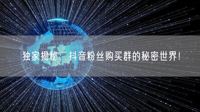 独家揭秘：抖音粉丝购买群的秘密世界！