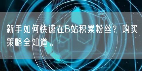 新手如何快速在B站积累粉丝？购买策略全知道。