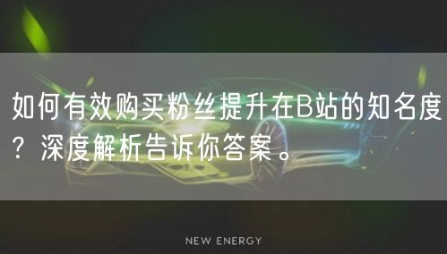如何有效购买粉丝提升在B站的知名度？深度解析告诉你答案。