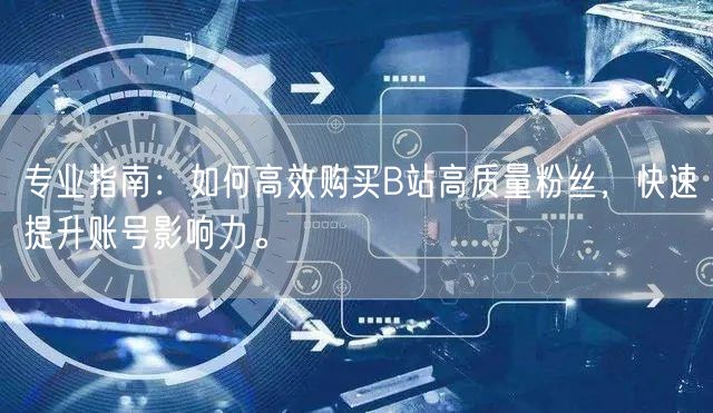 专业指南：如何高效购买B站高质量粉丝，快速提升账号影响力。