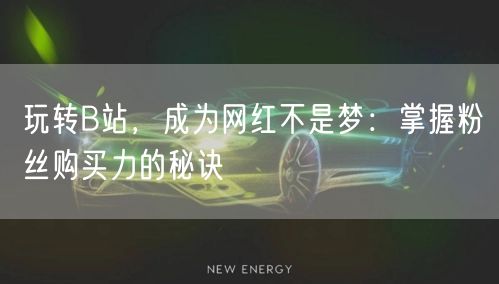 玩转B站，成为网红不是梦：掌握粉丝购买力的秘诀