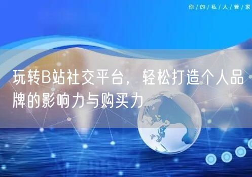 玩转B站社交平台，轻松打造个人品牌的影响力与购买力