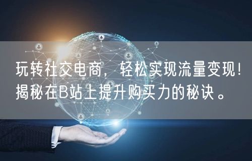 玩转社交电商，轻松实现流量变现！揭秘在B站上提升购买力的秘诀。