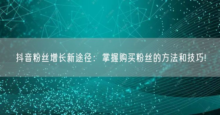 抖音粉丝增长新途径：掌握购买粉丝的方法和技巧!