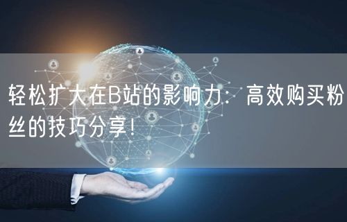 轻松扩大在B站的影响力：高效购买粉丝的技巧分享！
