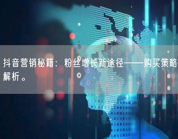 抖音营销秘籍：粉丝增长新途径——购买策略解析。