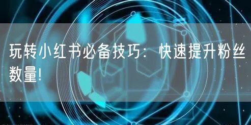 玩转小红书必备技巧：快速提升粉丝数量!