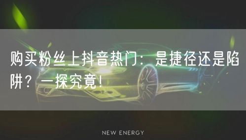 购买粉丝上抖音热门：是捷径还是陷阱？一探究竟！