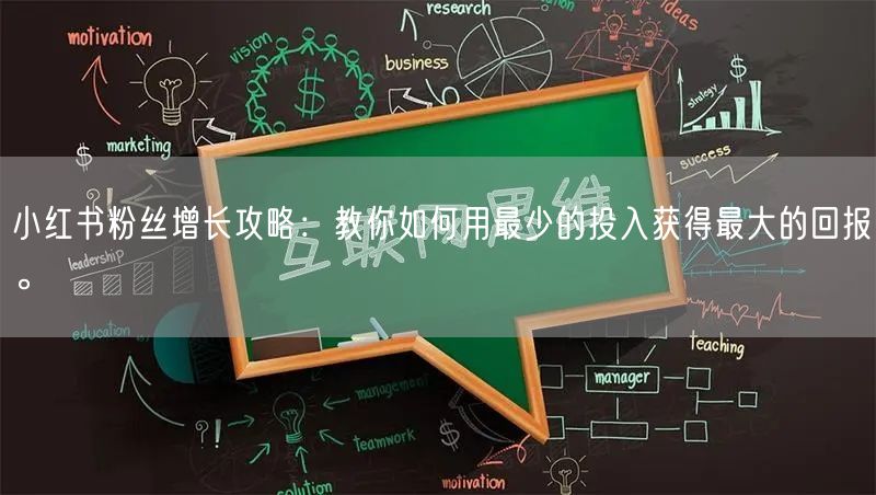 小红书粉丝增长攻略：教你如何用最少的投入获得最大的回报。