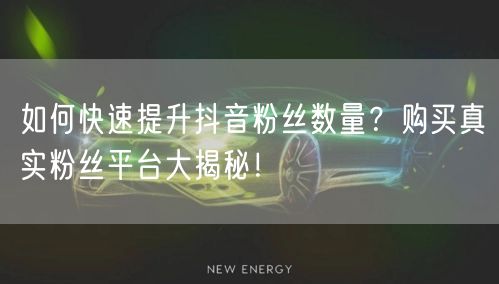 如何快速提升抖音粉丝数量？购买真实粉丝平台大揭秘！