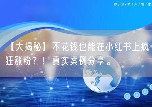 【大揭秘】不花钱也能在小红书上疯狂涨粉？！真实案例分享。