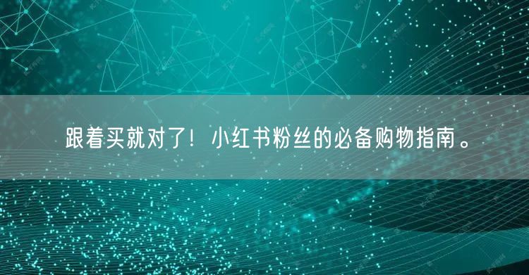 跟着买就对了！小红书粉丝的必备购物指南。