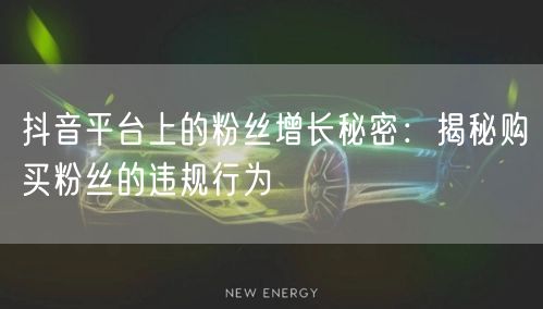 抖音平台上的粉丝增长秘密：揭秘购买粉丝的违规行为