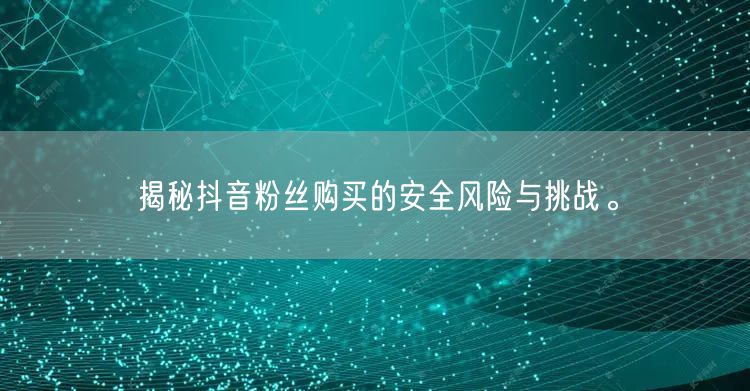 揭秘抖音粉丝购买的安全风险与挑战。
