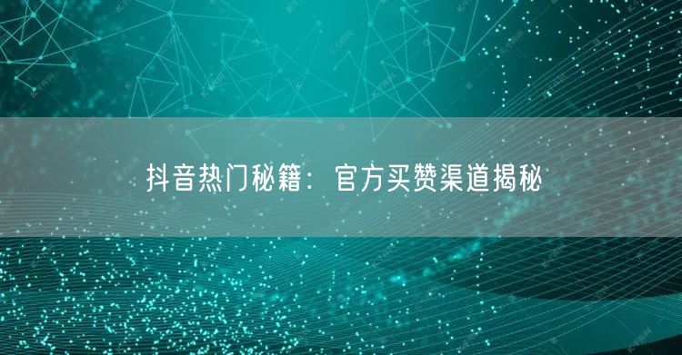 抖音热门秘籍：官方买赞渠道揭秘
