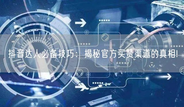 抖音达人必备技巧：揭秘官方买赞渠道的真相!