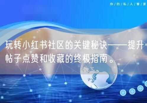 玩转小红书社区的关键秘诀——提升帖子点赞和收藏的终极指南。