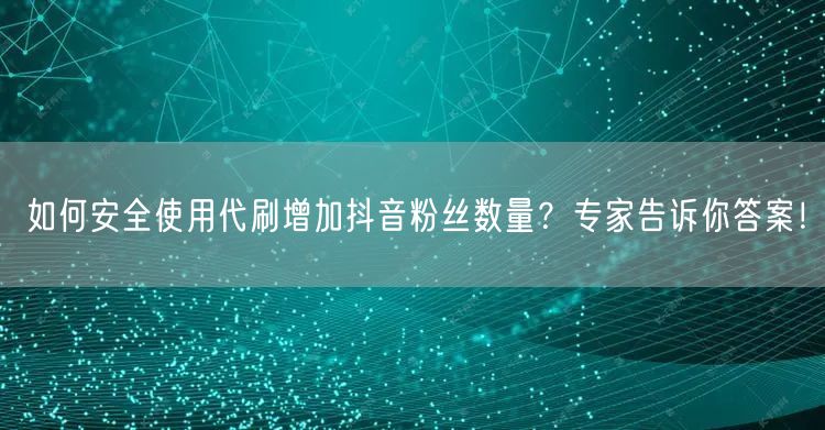 如何安全使用代刷增加抖音粉丝数量？专家告诉你答案！