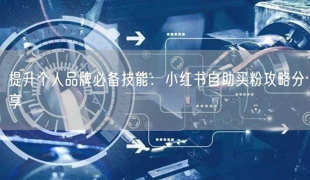 提升个人品牌必备技能：小红书自助买粉攻略分享