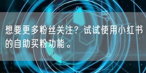 想要更多粉丝关注？试试使用小红书的自助买粉功能。