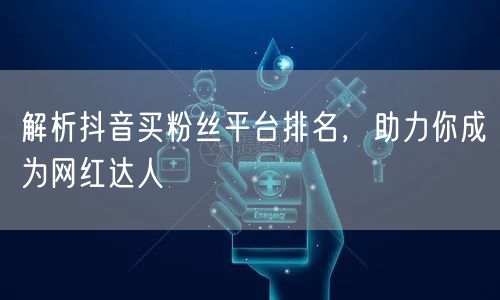 解析抖音买粉丝平台排名，助力你成为网红达人