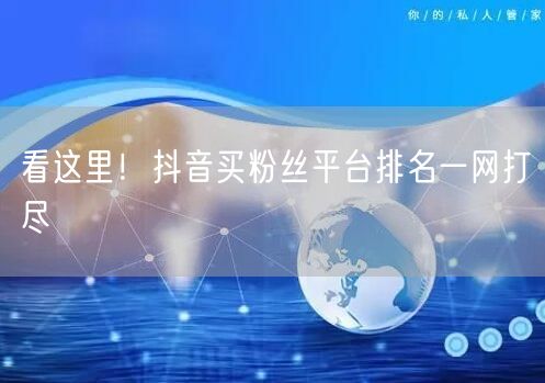 看这里！抖音买粉丝平台排名一网打尽