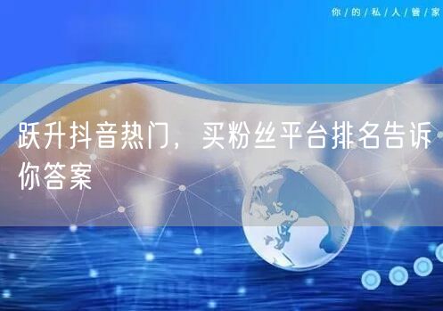 跃升抖音热门，买粉丝平台排名告诉你答案