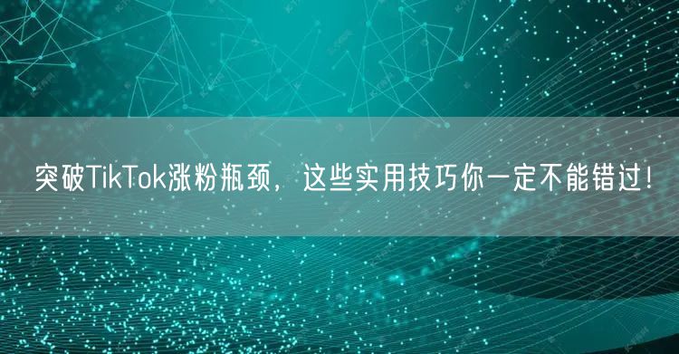 突破TikTok涨粉瓶颈，这些实用技巧你一定不能错过！
